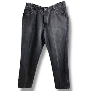 Vintage Tommy Hilfiger Black Denim Jeans Men’s Size 42x32 Relaxed Straight Leg